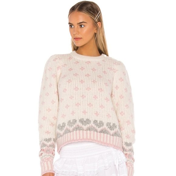 LoveShackFancy Rosie Alpaca Pullover pink Milky clouds XS - Picture 1 of 11
